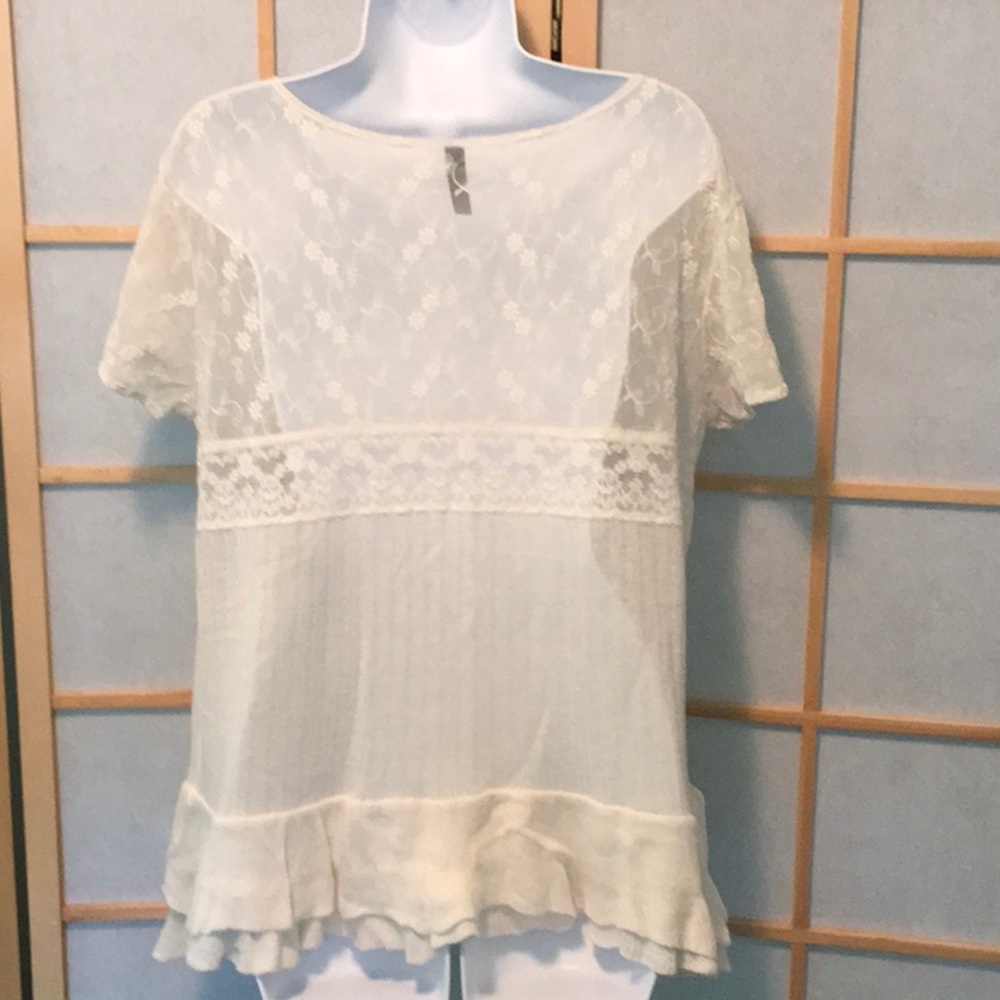 Free People lace & knit ivory top - Picture 6 of 8